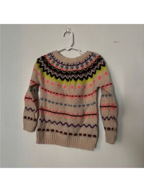 Crewcuts Beige Lambswool Mohair Multicolor Patterned Sweater